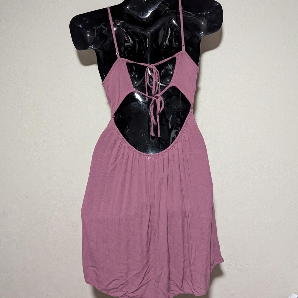 Wild-fable Women's Small Dusty Rose Mauve Pink Dress with sexy lace up open back